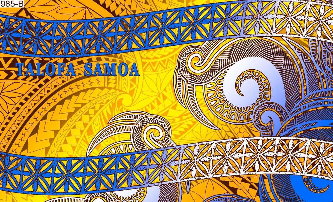 Talofa Samoa twirl tapa sarong 2 yards polyester peachskin - price per piece