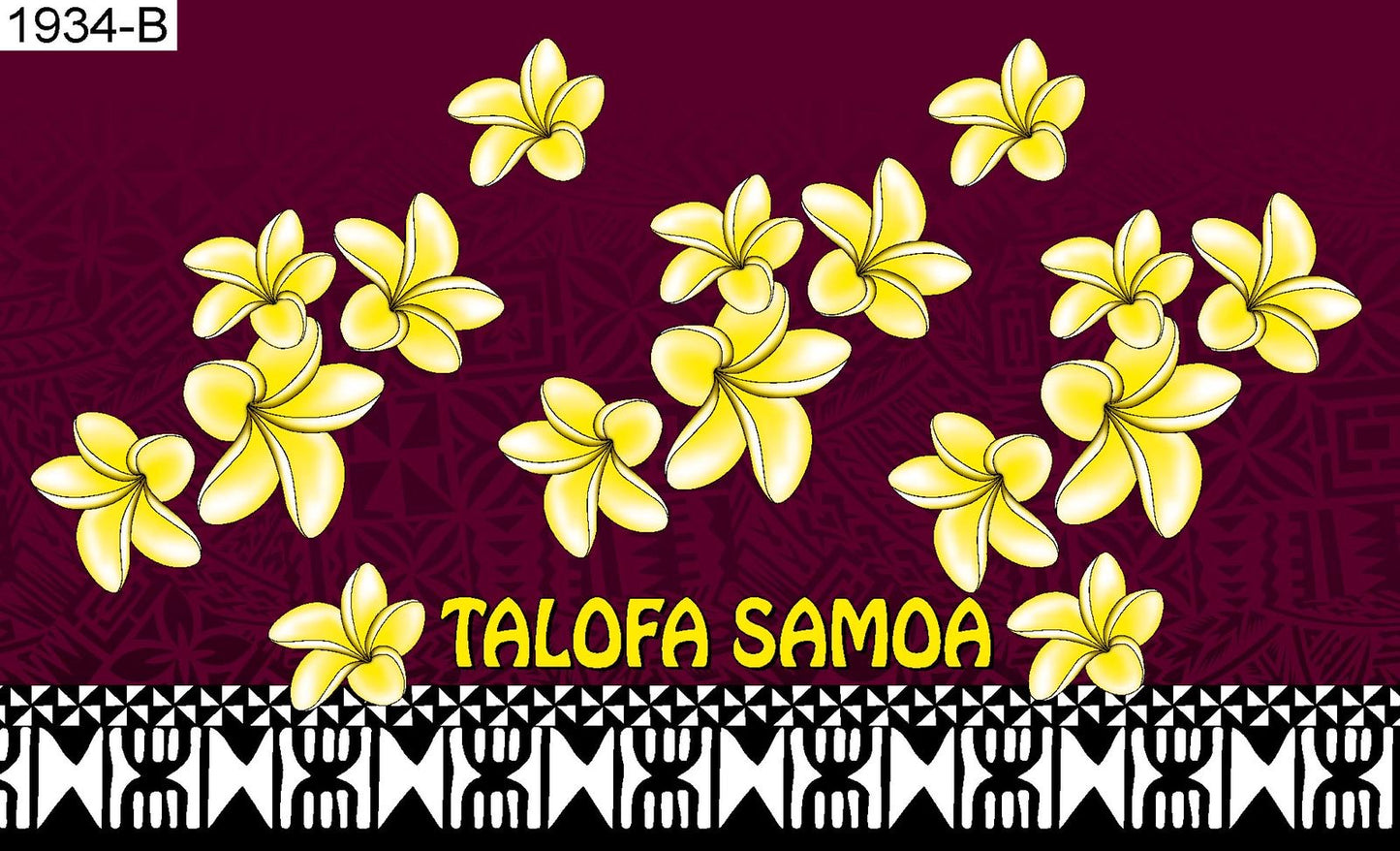 Talofa Samoa plumeria border sarong 2 yards polyester peachskin - price per piece