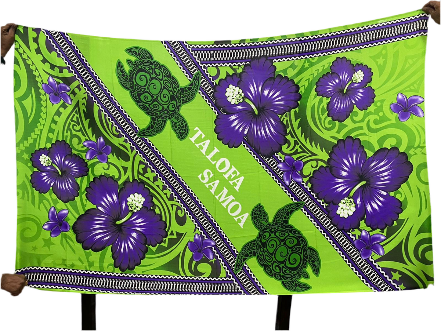 Talofa Samoa hibiscus turtle tapa sarong 2 yards polyester peachskin - price per piece