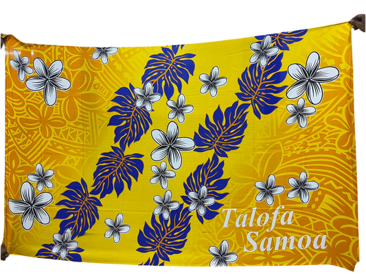 Talofa Samoa leaf and plumeria flower sarong 2 yards polyester peachskin - price per piece