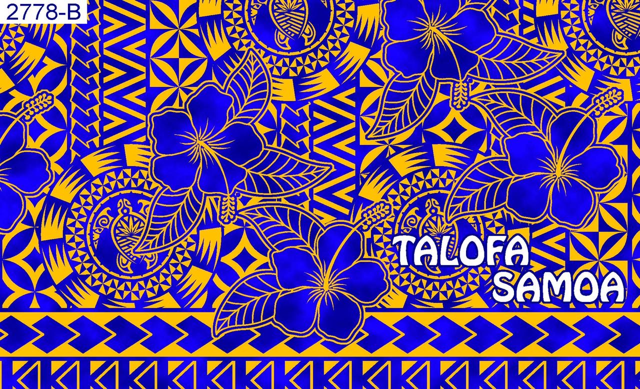 Talofa Samoa tatoo hibiscus sarong 2 yards polyester peachskin - price per piece