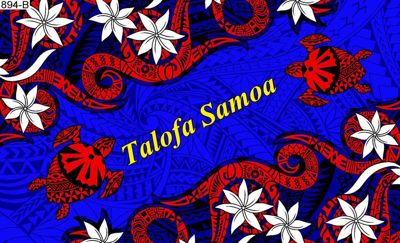 Talofa Samoa twirl flower sarong 2 yards polyester peachskin - price per piece