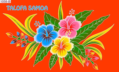 Talofa Samoa flower burst sarong 2 yards polyester peachskin - price per piece