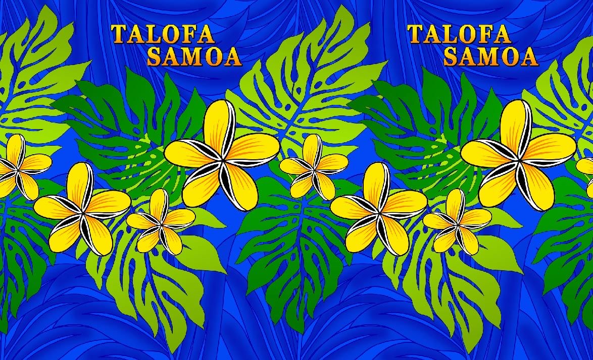Talofa Samoa plumeria leaf border sarong 2 yards polyester peachskin - price per piece