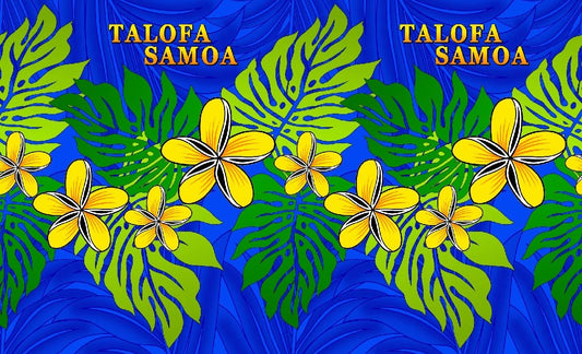 Talofa Samoa plumeria leaf border sarong 2 yards polyester peachskin - price per piece