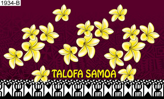 Talofa Samoa plumeria border sarong 2 yards polyester peachskin - price per piece