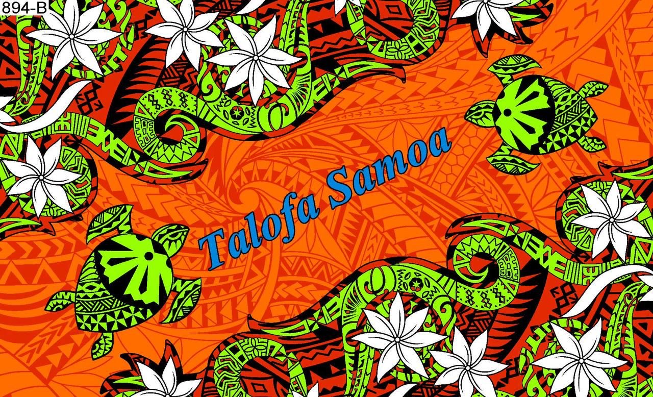 Talofa Samoa twirl flower sarong 2 yards polyester peachskin - price per piece