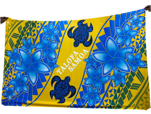 Talofa Samoa turtle and plumeria flower sarong 2 yards polyester peachskin - price per piece