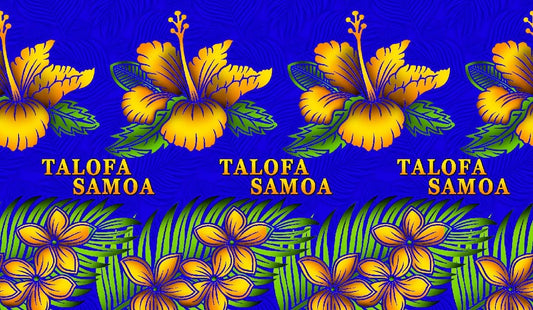 Talofa Samoa hibiscus plumeria leaf border sarong 2 yards polyester peachskin - price per piece