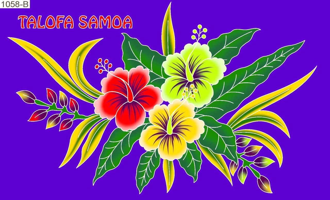 Talofa Samoa flower burst sarong 2 yards polyester peachskin - price per piece