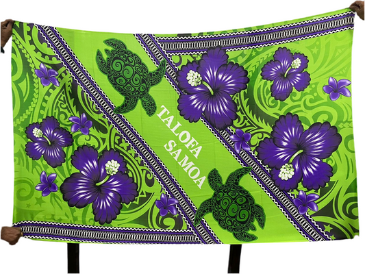 Talofa Samoa hibiscus turtle tapa sarong 2 yards polyester peachskin - price per piece