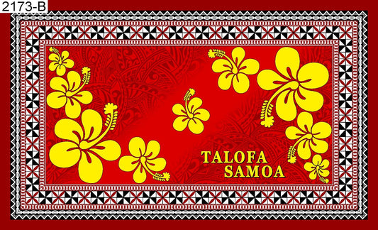 Talofa Samoa hibiscus border sarong 2 yards polyester peachskin - price per piece
